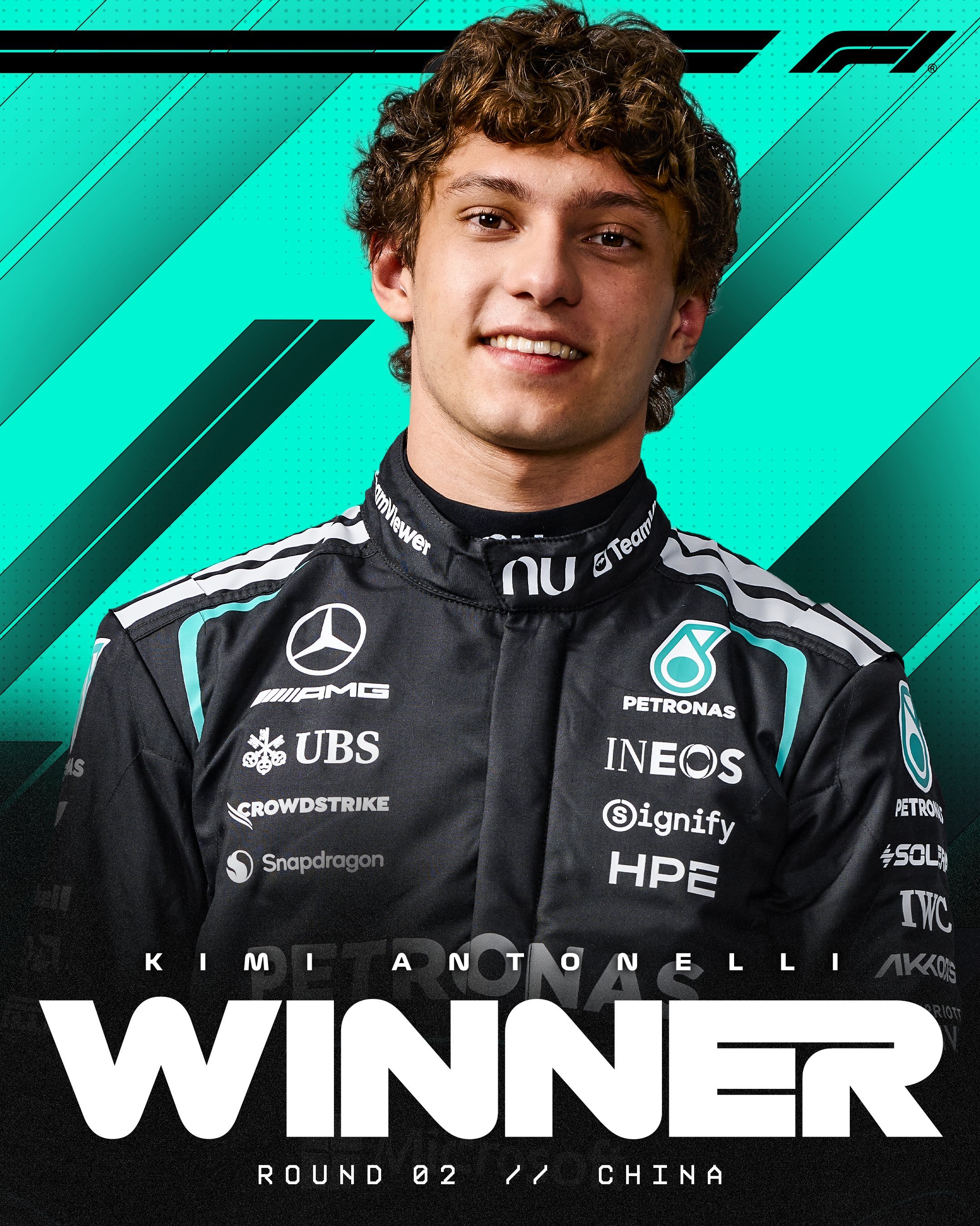 安东内利夺F1中国站冠军2026年F1中国大奖赛冠军：安东内利！！！梅奔的赛车