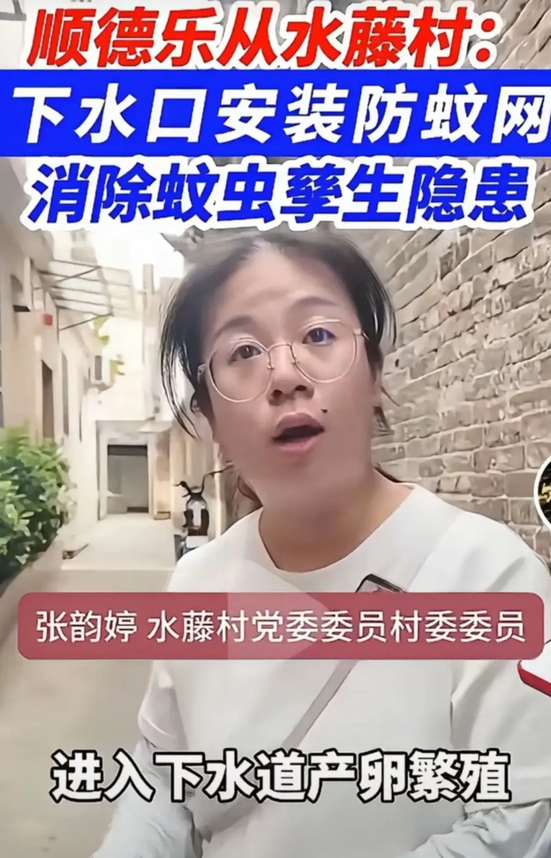 卧龙凤雏再现，广东佛山给下水道入口贴防蚊网佛山顺德乡村街道正在推广给下水道入