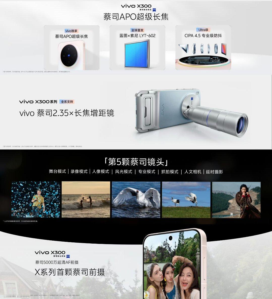 vivoX300蔡司长焦+前置：Pro级长焦｜蔡司APO超级长焦，蓝图×索尼L