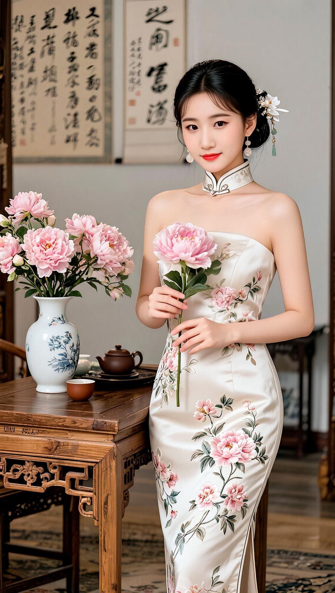 AI花卉旗袍写真