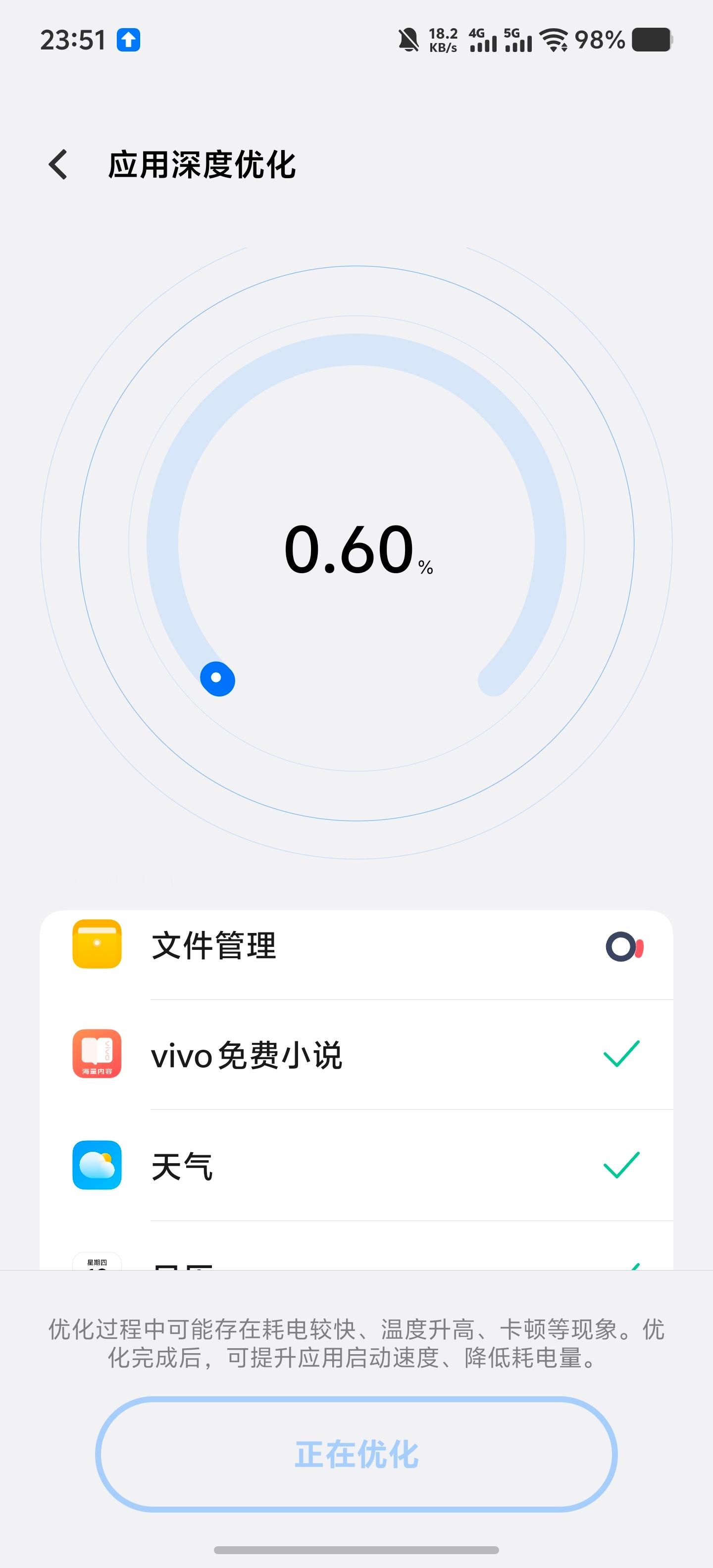 vivo每次更新完系统，都会弹出来这个应用深度优化，大家会点吗？​​​