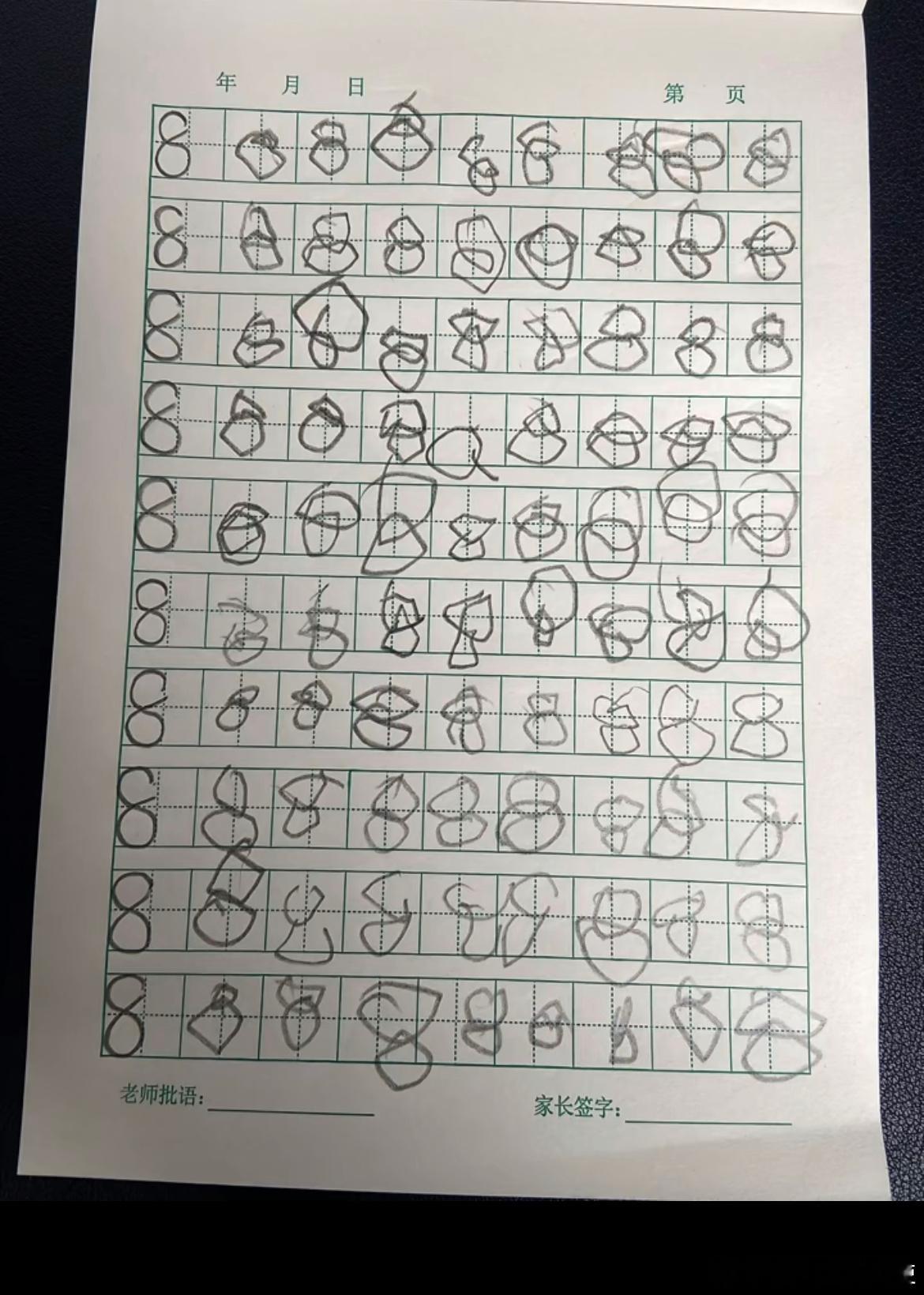 上了两年幼儿园写的字。​​​