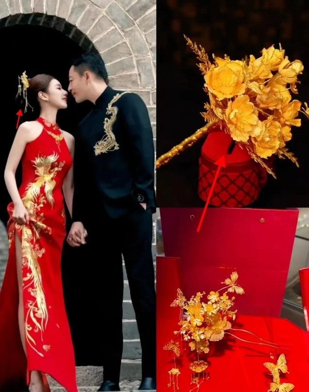谁能料到，马筱梅才是婚礼上的“狠人”！仪式刚结束，她直接把180克纯金手捧