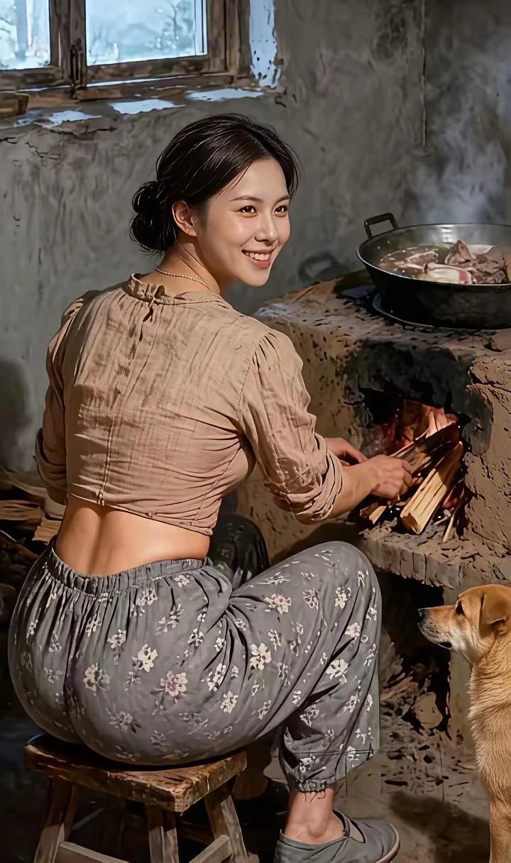 【诗情画意29】灶中柴火旺，锅里骨头香。佳丽回眸笑，孩子喊她娘。