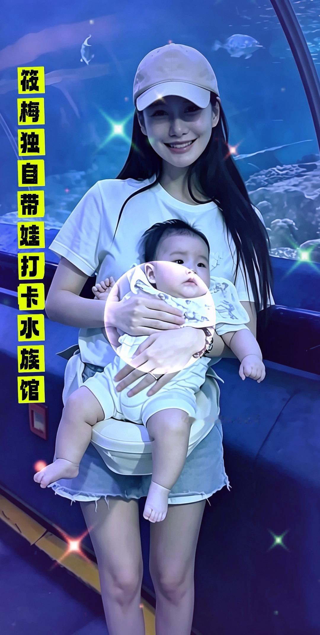筱梅独自带娃打卡水族馆，母子同框好温馨。马筱梅汪吉辰辣妈萌娃人类幼崽海洋馆初