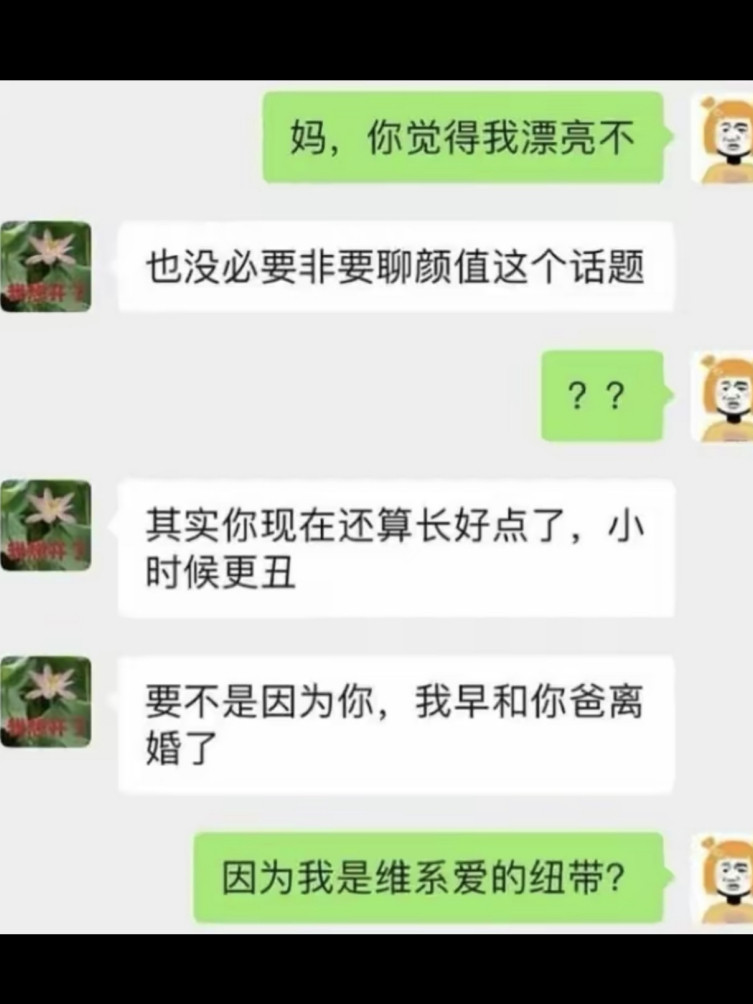 小时候妈妈告诉我，儿子是维系爱的纽带