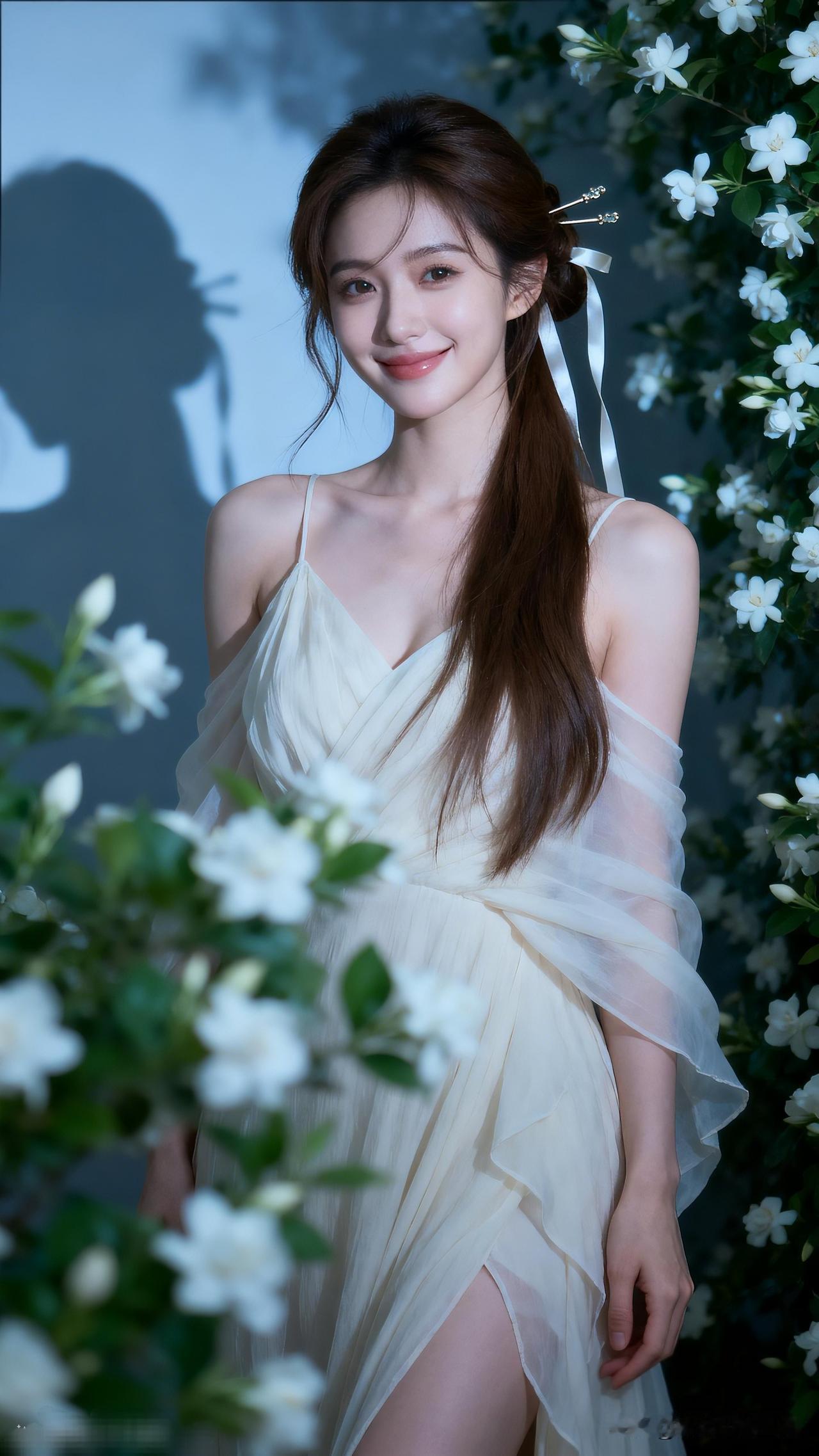 花影摇曳间，美人笑语生。分享唯美照片梦幻白纱裙，花海中的仙子