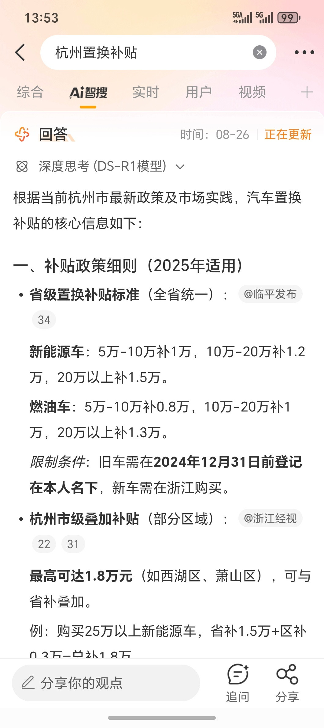 杭州效率还是高9月2日提交资料，4号审核就通过坐等1.5W置换补贴到账就行了[点