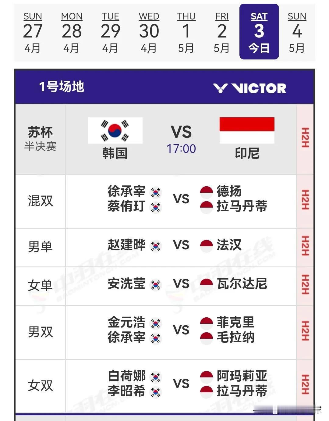 5月3日，苏迪曼杯赛事中，中国队以3-0的比分战胜日本队，顺利打入决赛。