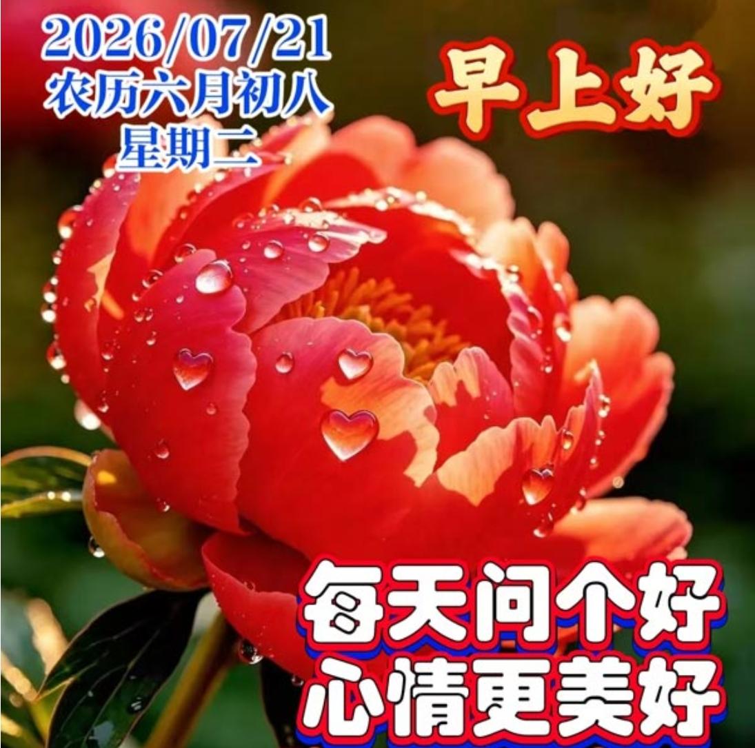 周二早安送吉祥，晨风拂面送清爽；好运连连来陪你，日子缓缓乐缓缓；生活幸福