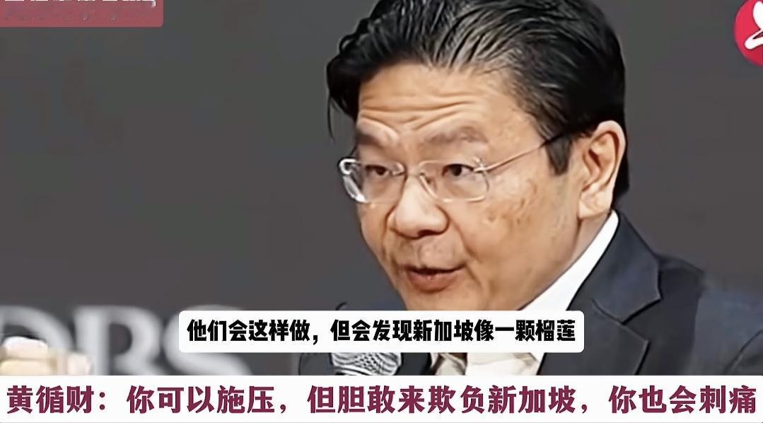 新加坡总理黄循财说，“他们会这样做，但会发现新加坡像一颗榴莲，你可以施压，但胆敢