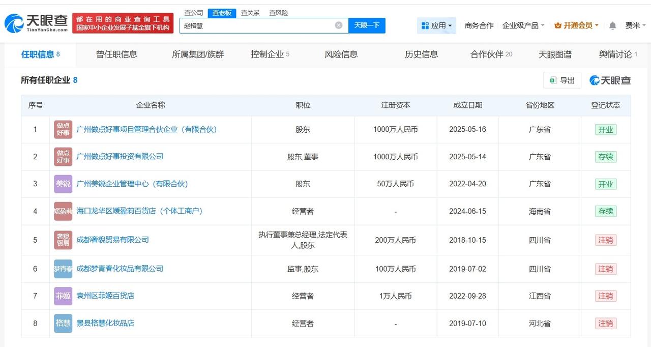 赵梦澈去年成立2家新公司赵梦澈已注册个人IP商标赵梦澈商业版图盘点赵梦澈宣布