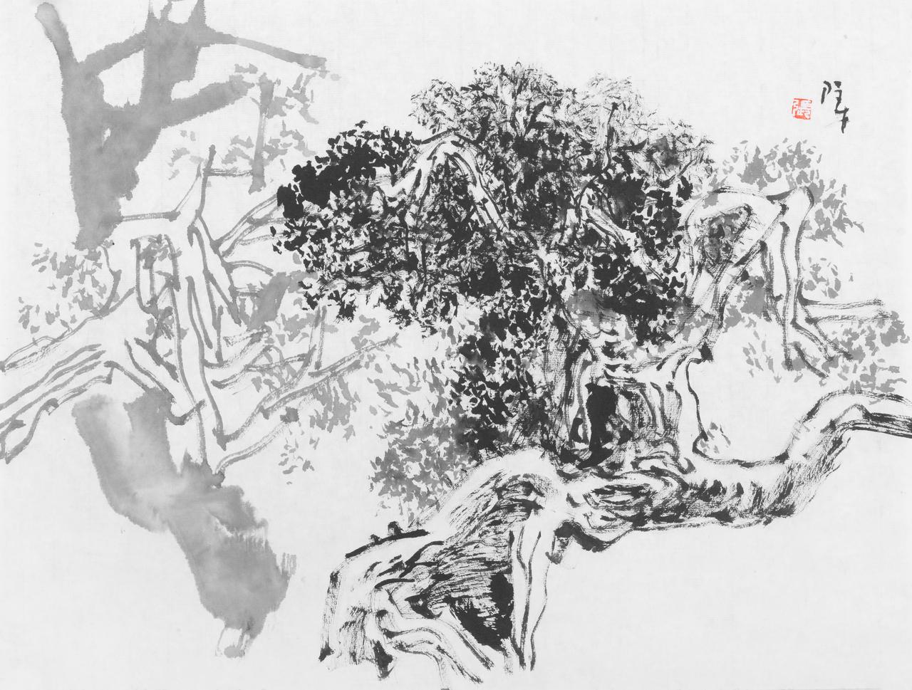 画树秘诀：从抽象到具象，从无形到有形。写意山水画创作中，让你想象不到，出其不
