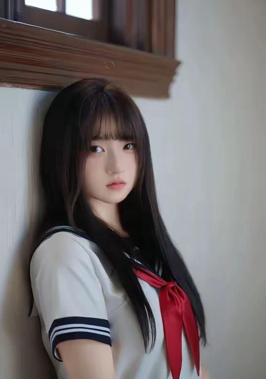 甜美少女风，红领结搭配水手服，清新自然