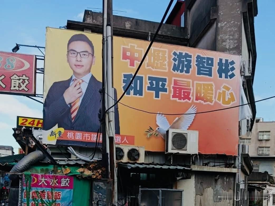战神游智彬再次参选中坜议员，得于朋友免费提供广告位今才挂上第一波看板！望郑丽文能