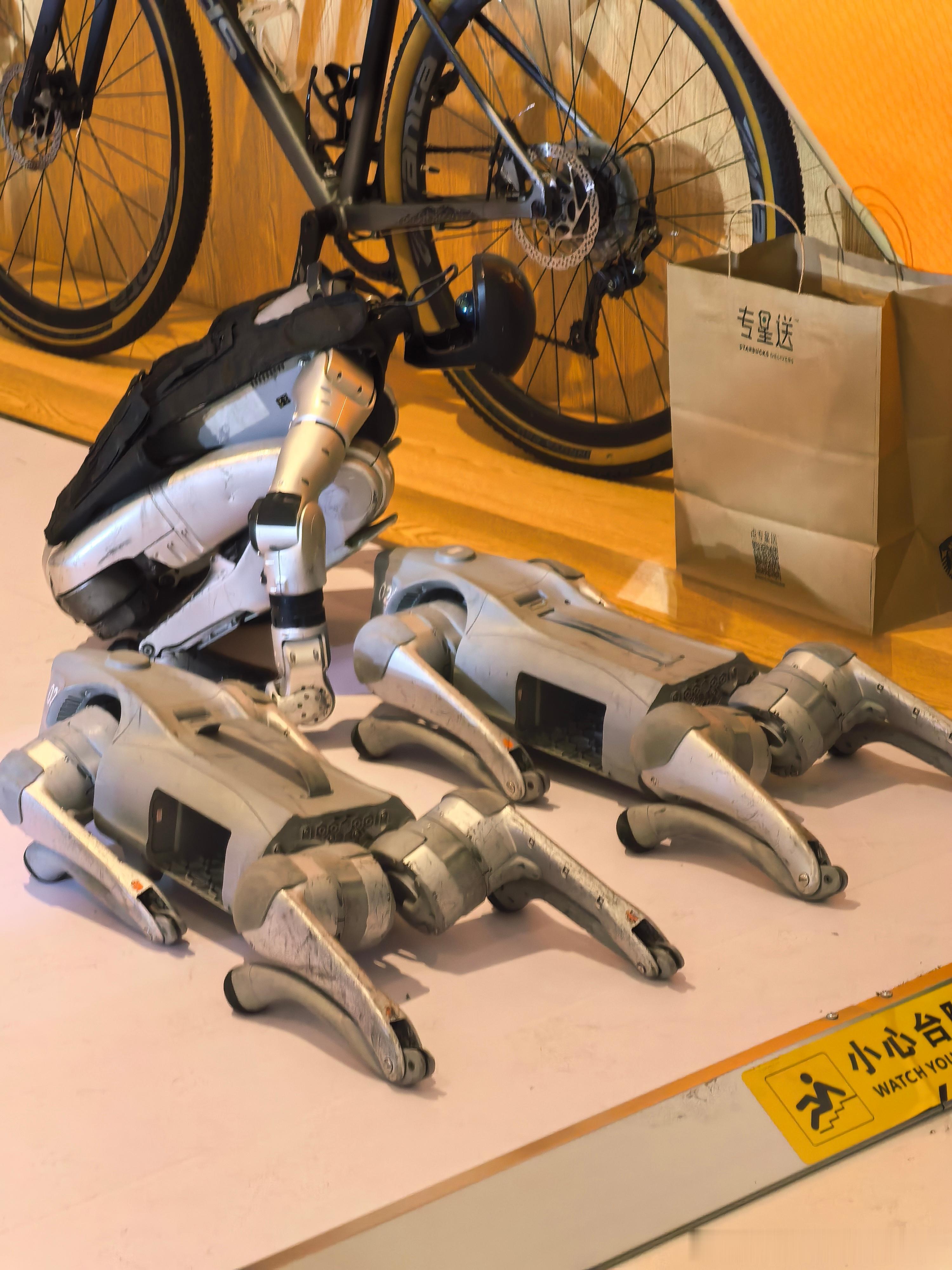 宇树机器人&机器狗：每个展台都拉我们来搞气氛，累了累了蹲下歇会抽袋烟～