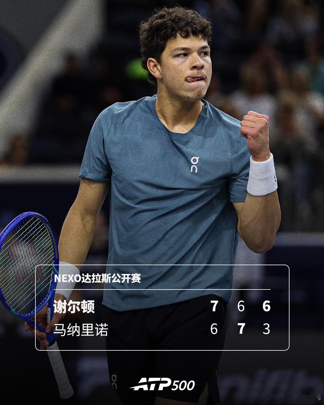 鏖战晋级💦ATP500Nexo达拉斯公开赛第二轮，2号种子谢尔顿苦战三盘，以