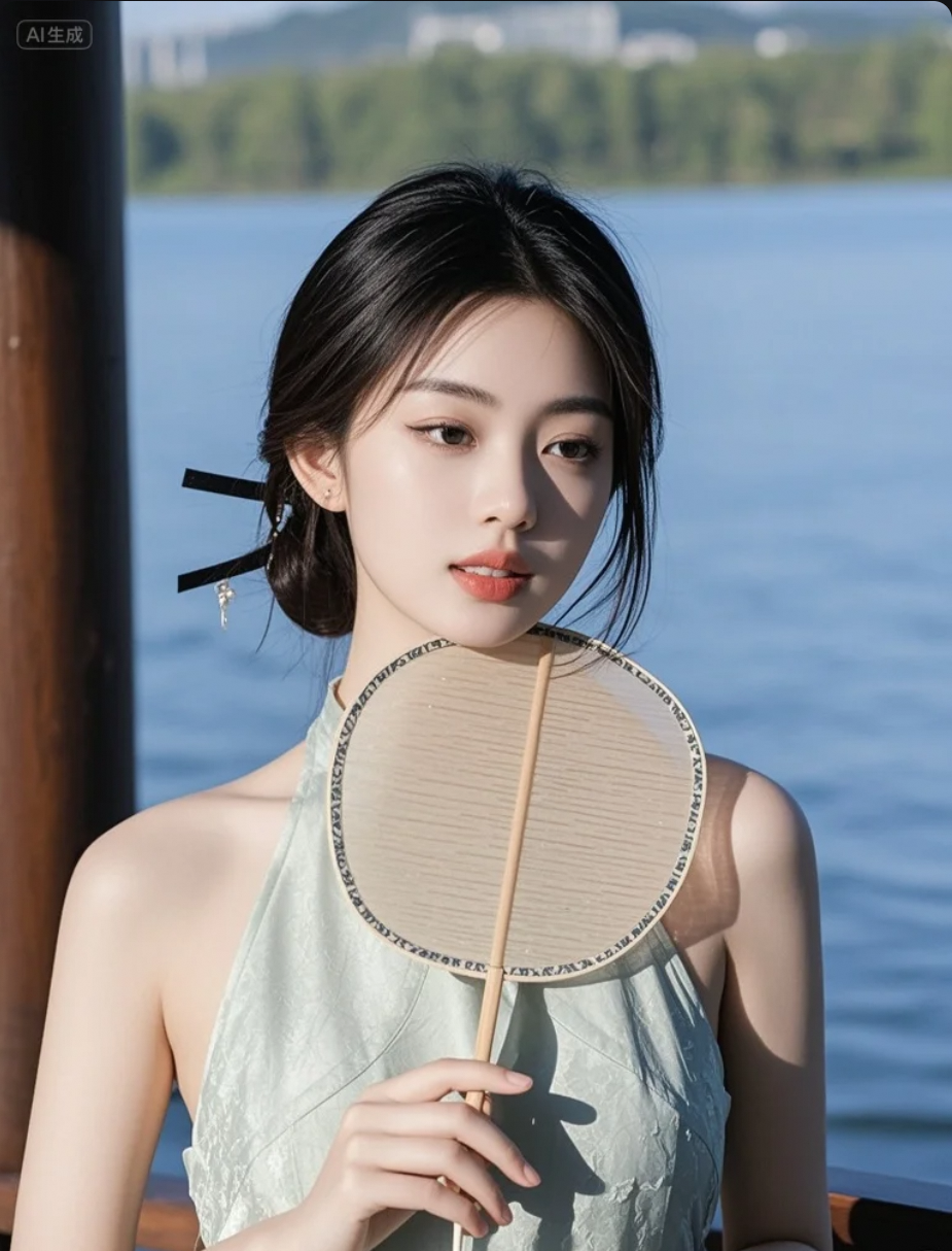 她的背影，比湖水还清澈，比晚风还温柔
