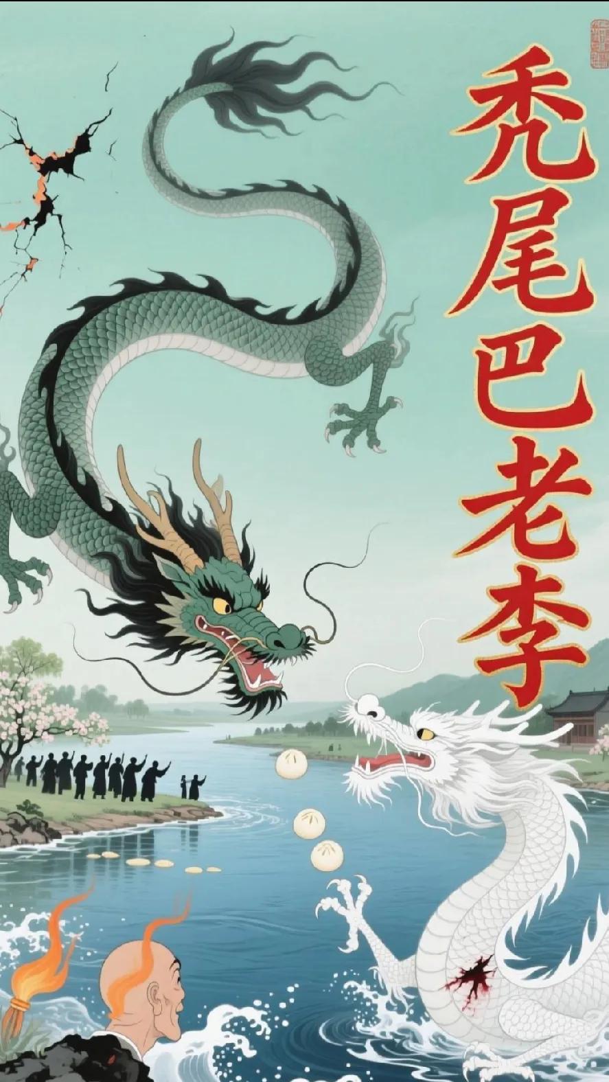 《秃尾巴老李》原创秃尾黑龙怀孝肠，行云布雨护农桑。孤身镇渡龙江水，千