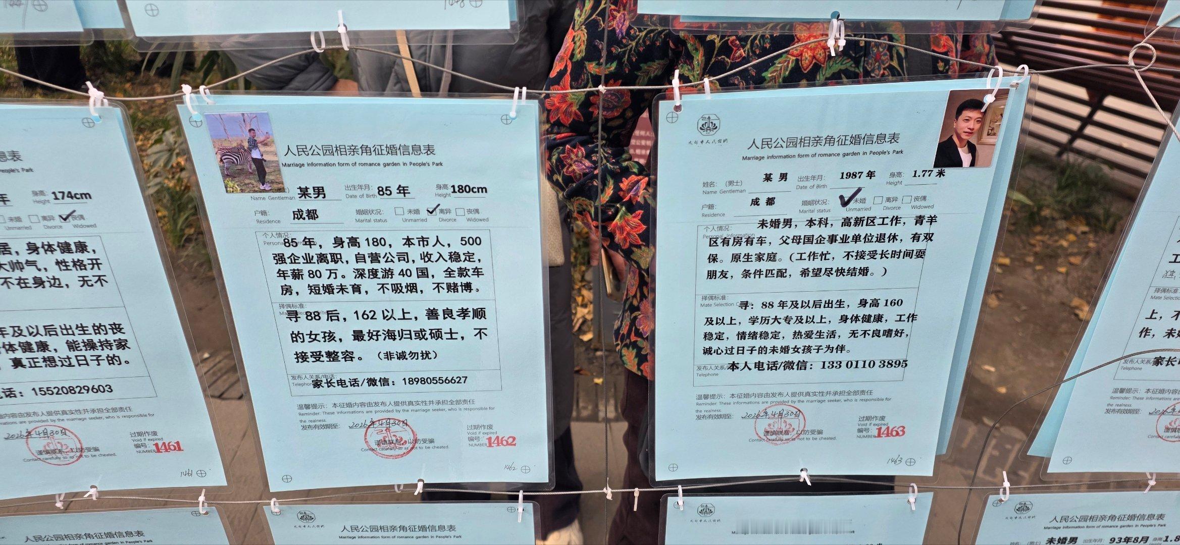 来人民公园最喜欢去的地方就是相亲角粉色是女生，蓝色是男生现在女生数量这么高，男生