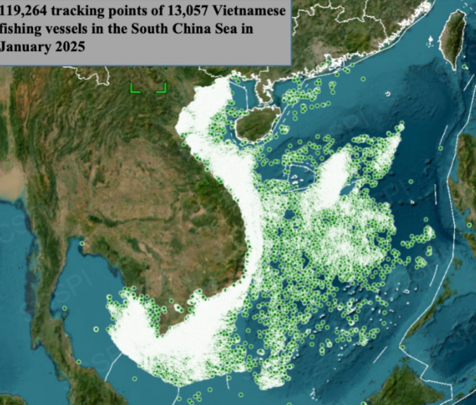 越南渔船太过分，捕鱼全都跑到了海南岛和南海区域，甚至珠三角沿海区域也去，绿色的小