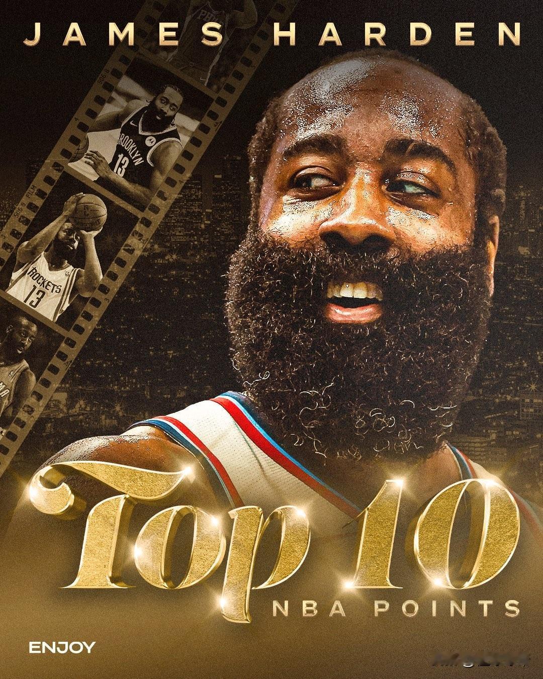 NBA历史第10人，哈登职业生涯总得分超越安东尼排名NBA历史第十!在今天快