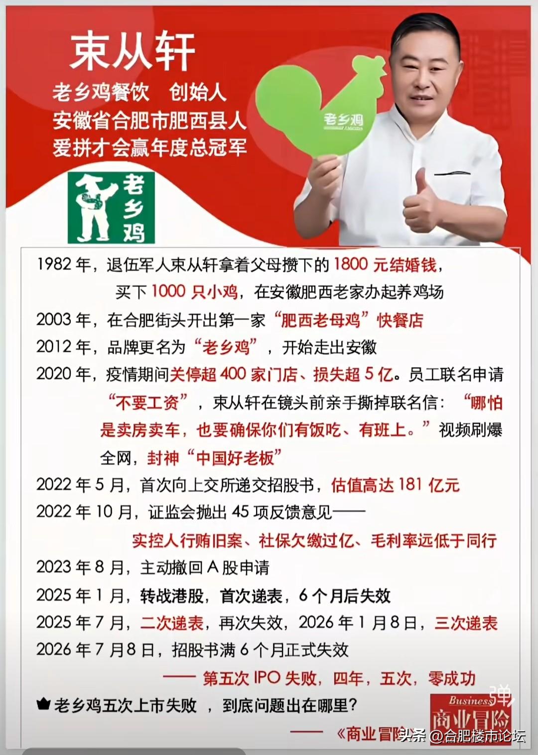 合肥知名快餐品牌。五次上市失败的经历。