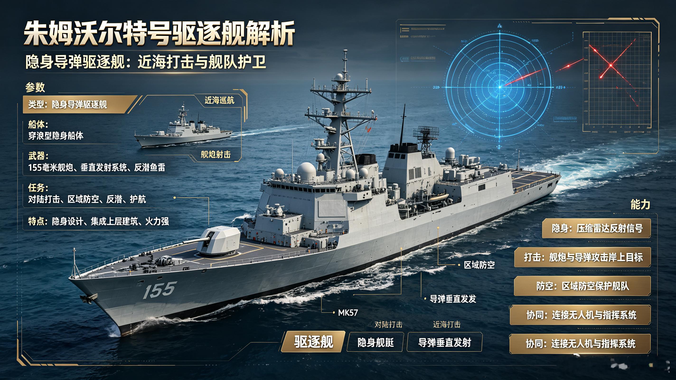 每天认识一件兵器——朱姆沃尔特号驱逐舰今天聊聊美国海军最“科幻”也最“纠结”的战