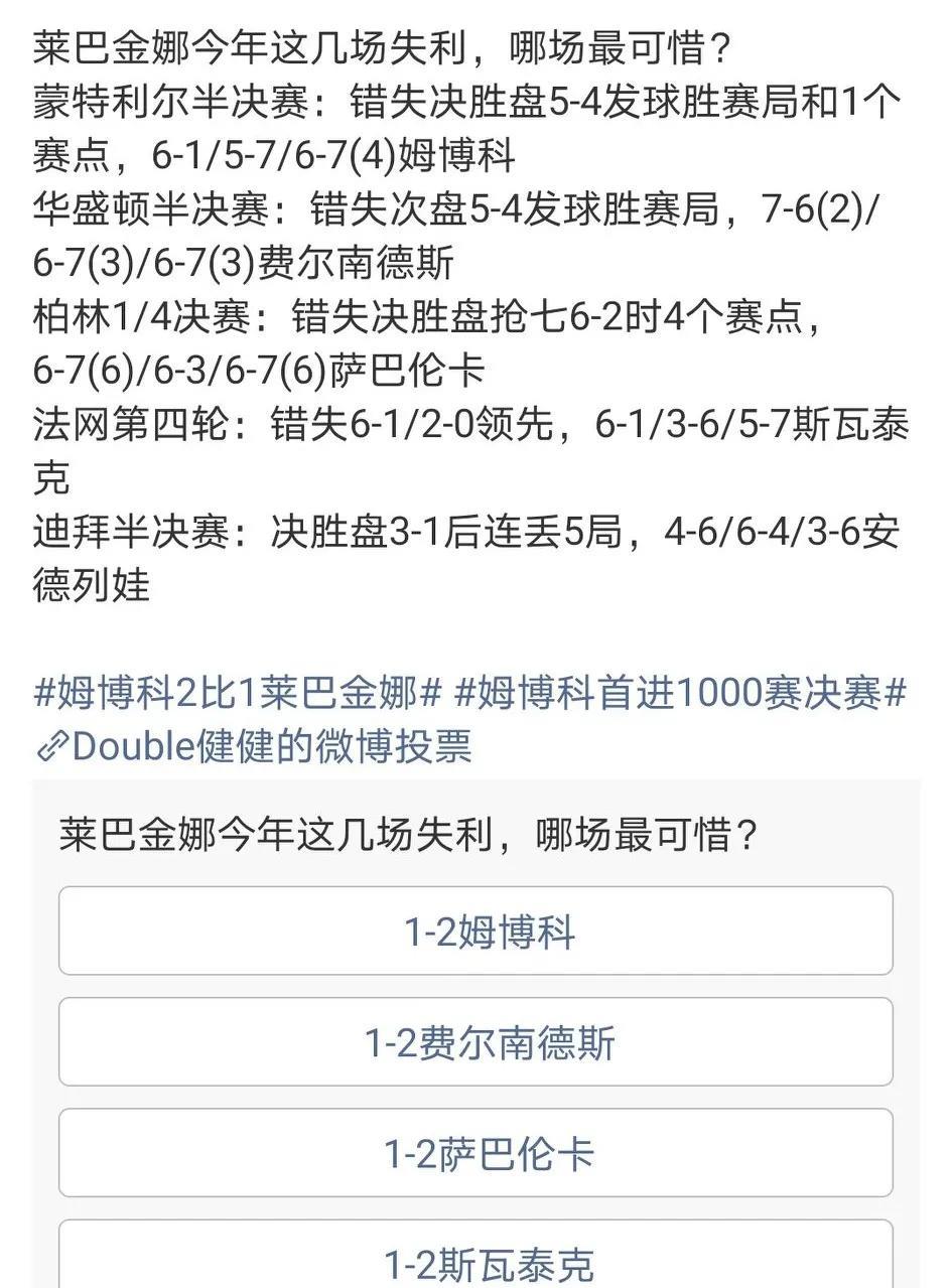 被逆转之王！莱巴金娜这战绩，简直就是网球版的《越狱》，每次都差那么一点点就能逃出