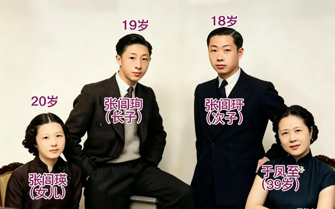 1936年，于凤至在英国留下了一张合影，三个孩子依偎身边，其乐融融。