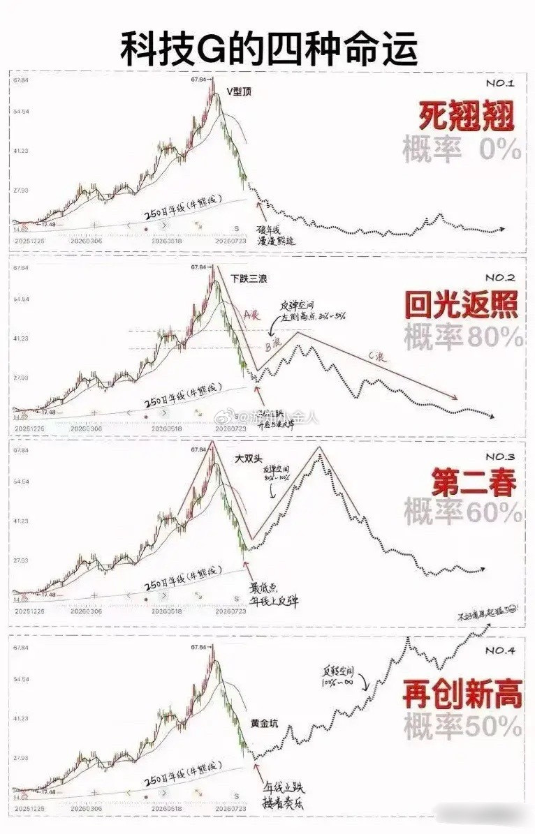 科技股后续四种命运，你觉得哪种概率最大？1️⃣全面反攻，再度普涨走主升（低概率