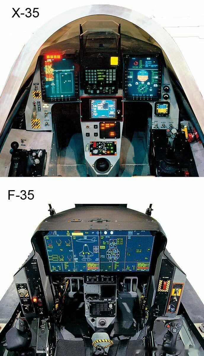 X-35验证机与F-35生产型的座舱对比​​​