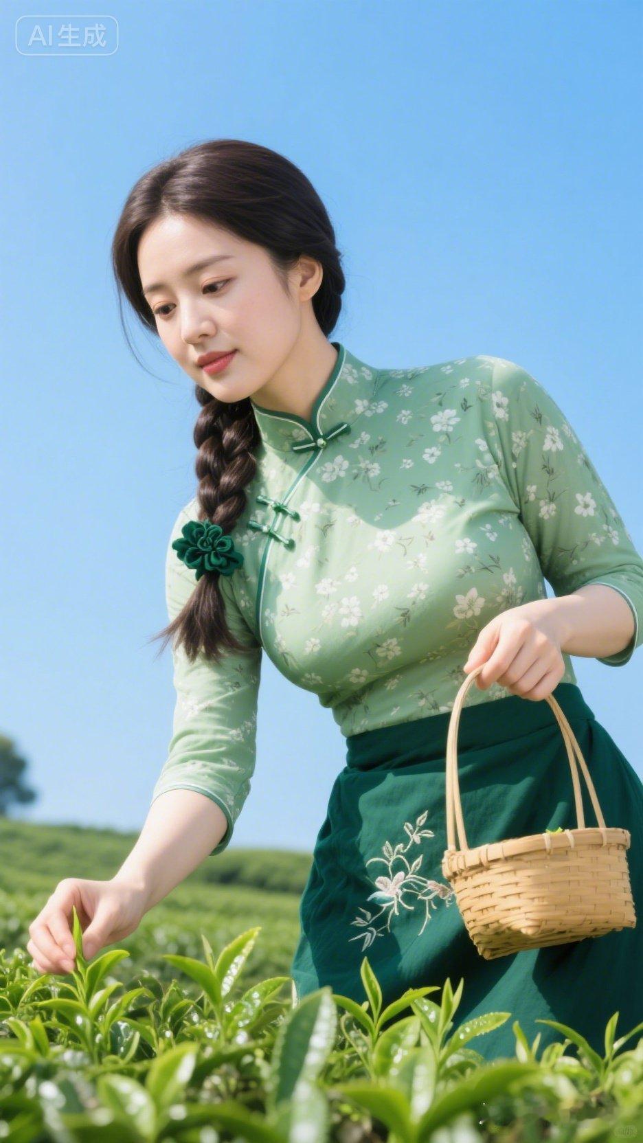 茶园采茶少女，清新自然，绿意盎然！