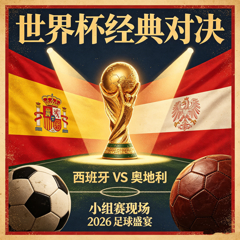 西班牙vs奥地利：传控遇上高压，斗牛士拒绝冷门美加墨世界杯⏰比赛时间：03:0