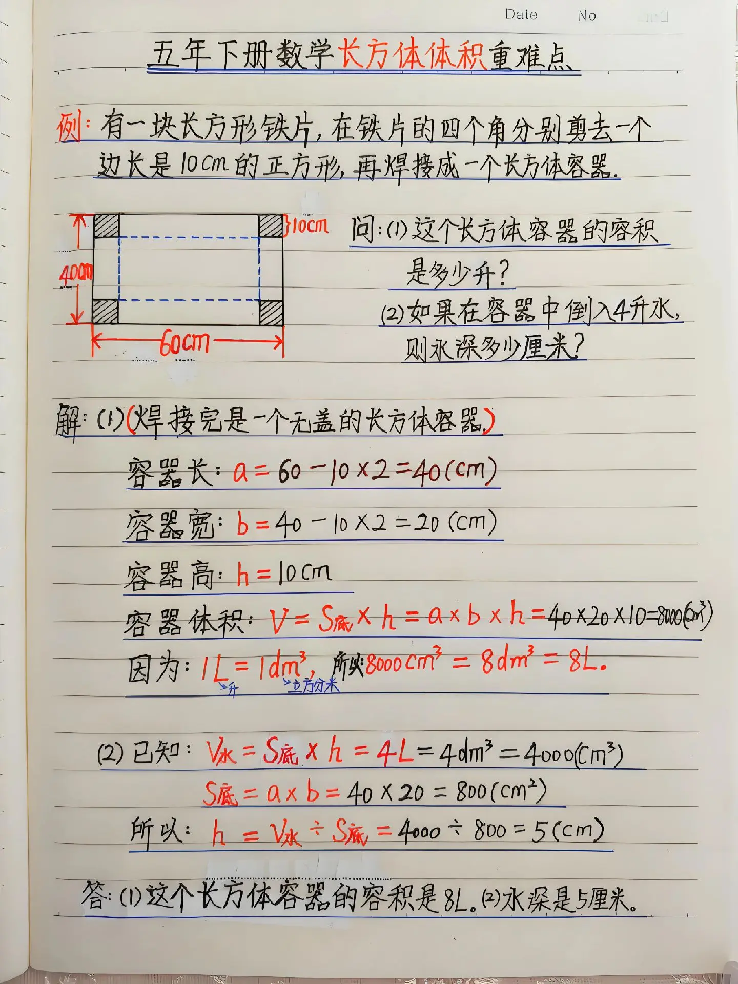 五年级下册数学：长方体体积重难点解析+常用单位换算+必备的常用数字知识...