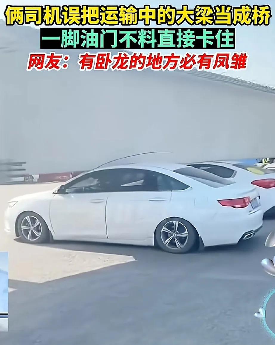 车主1:这桥感觉比平时低啊，好像过不去，不管了，桥都在那了，开过去！车主2:既