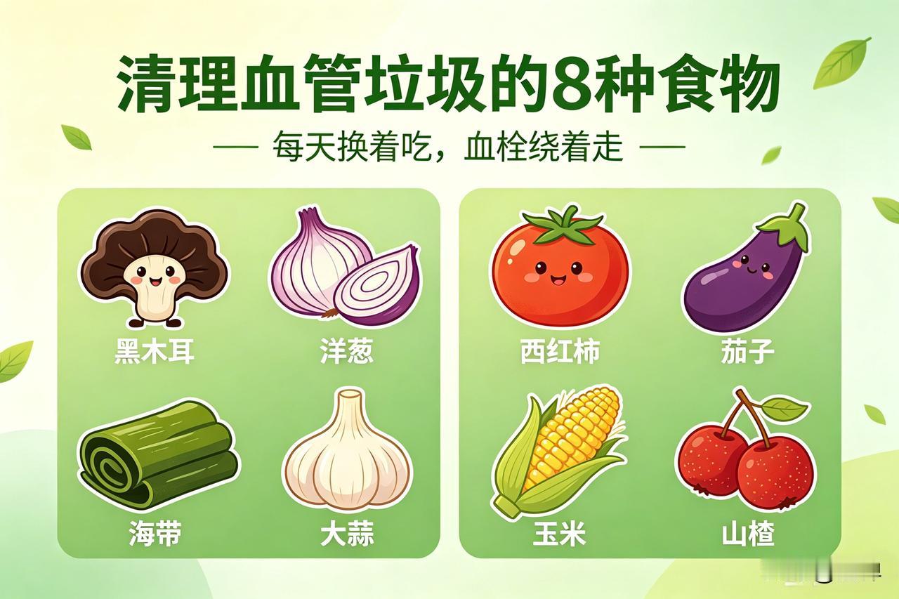清理血管垃圾的8种食物，每天换着吃，血栓绕着走！血管里那玩意儿，哪是喝两碗