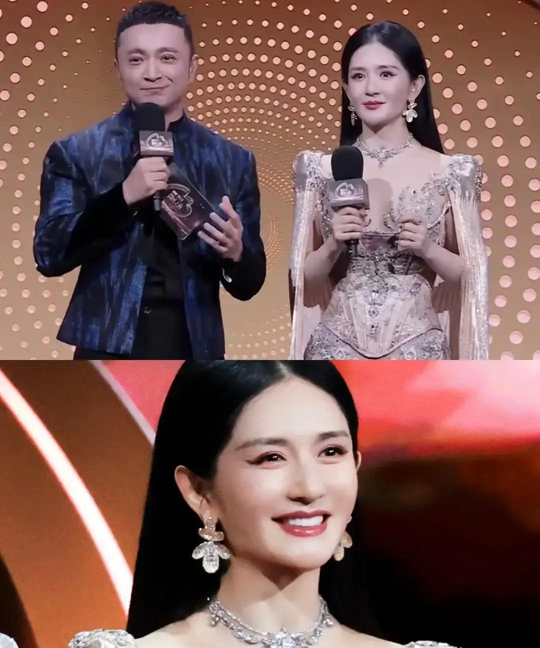 昨晚微博之夜谢娜尼格买提蓝羽张舒越一起主持，四个话筒一字排开，场面热闹得像春晚彩