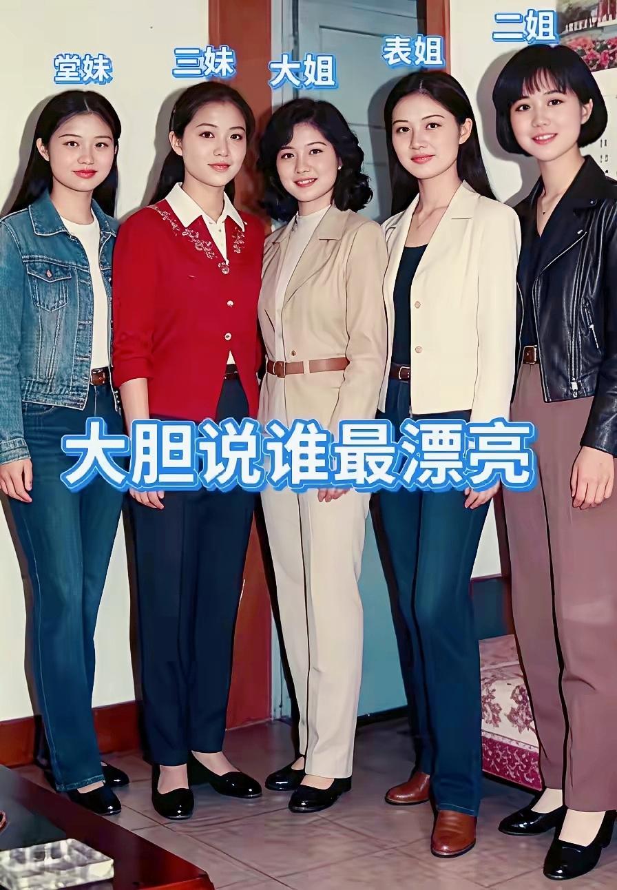 五位姐妹气质各有韵味，大胆说一说，你心中谁颜值出众？复古气质美女姐妹合照