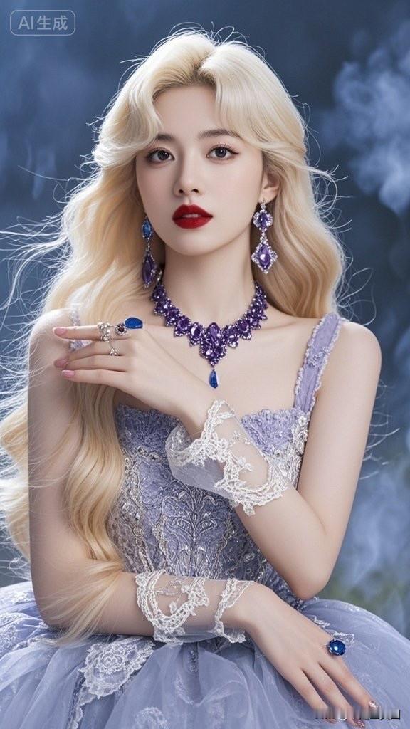 优雅黑发红唇，奢华珠宝闪耀，气质女神范儿十足！