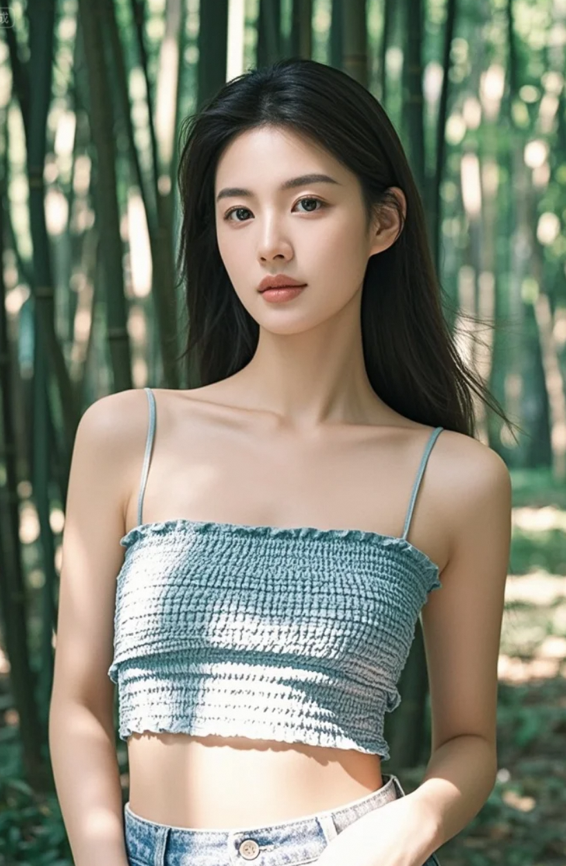 竹影婆娑，她回眸一瞬，光阴悄然停驻。