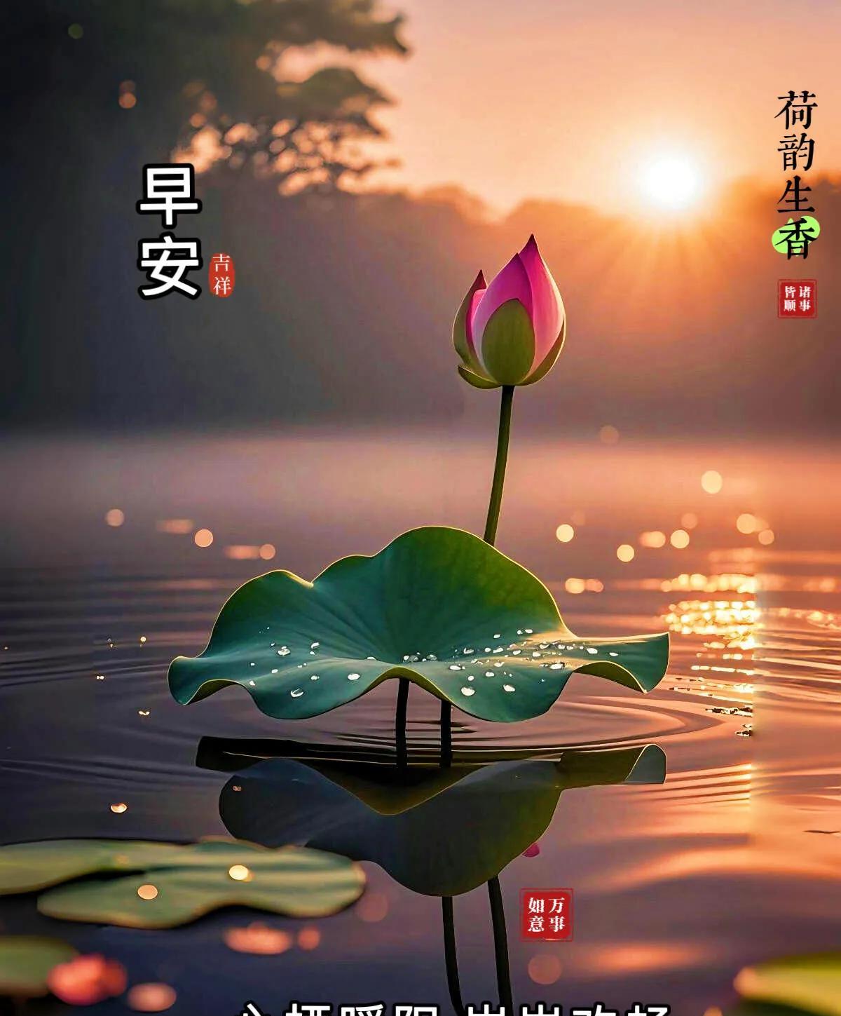 [玫瑰]早上好[玫瑰]心栖暖阳，岁岁欢畅早安～“接天莲叶无穷碧，映日荷花别样