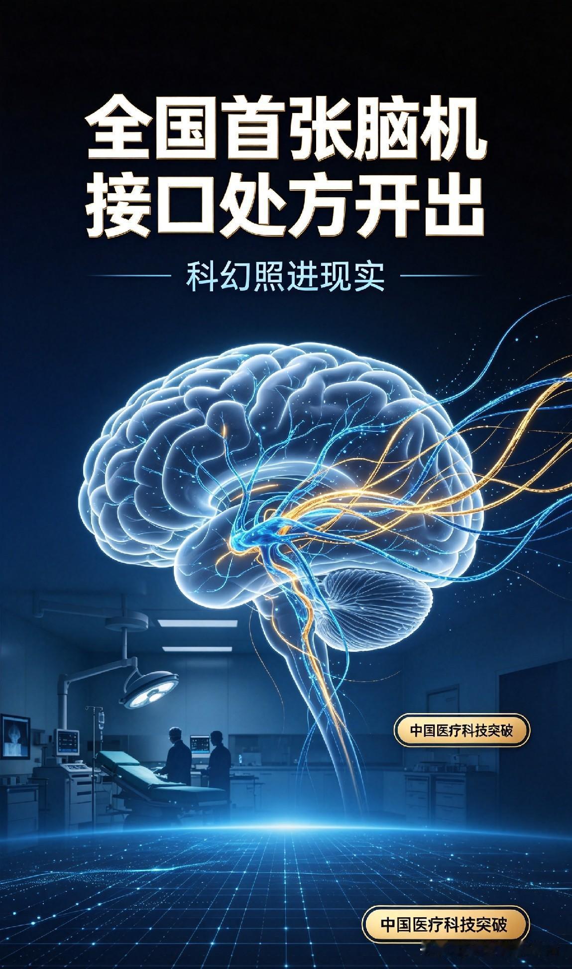 告诉你一个颠覆时代的重磅消息！中国正式进入脑机接口临床时代。全国首张脑机接口
