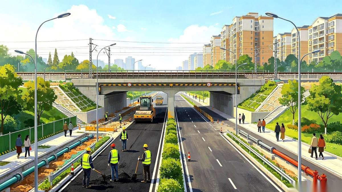 德阳钱塘江路下穿宝成铁路的工程全长仅有397米。这短短的一截城市主干路要硬生生