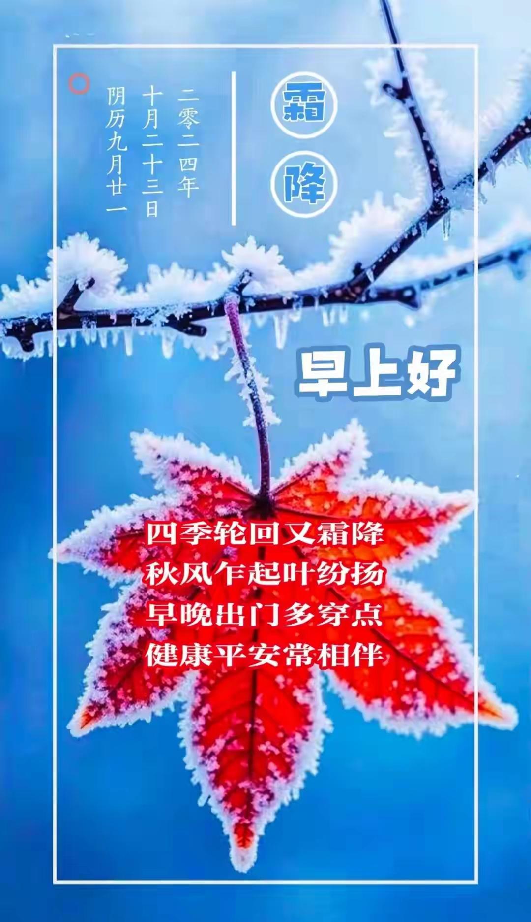 霜天晓角.霜降日原创孙守清（词林正韵。双调43字，前后段各四句、四仄韵——
