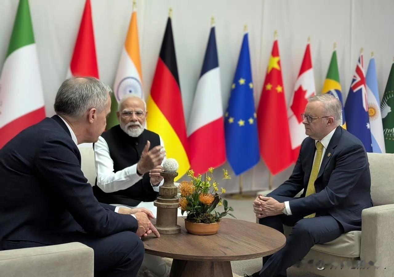 哦豁！莫迪在南非G20搞了个“小圈子”，还是C位，澳大利亚左膀，加拿大右臂，说是