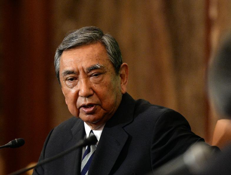 1月7日，日本政坛资深政治家、日本前众议院议长河野洋平在新年问候交流会上就高市早