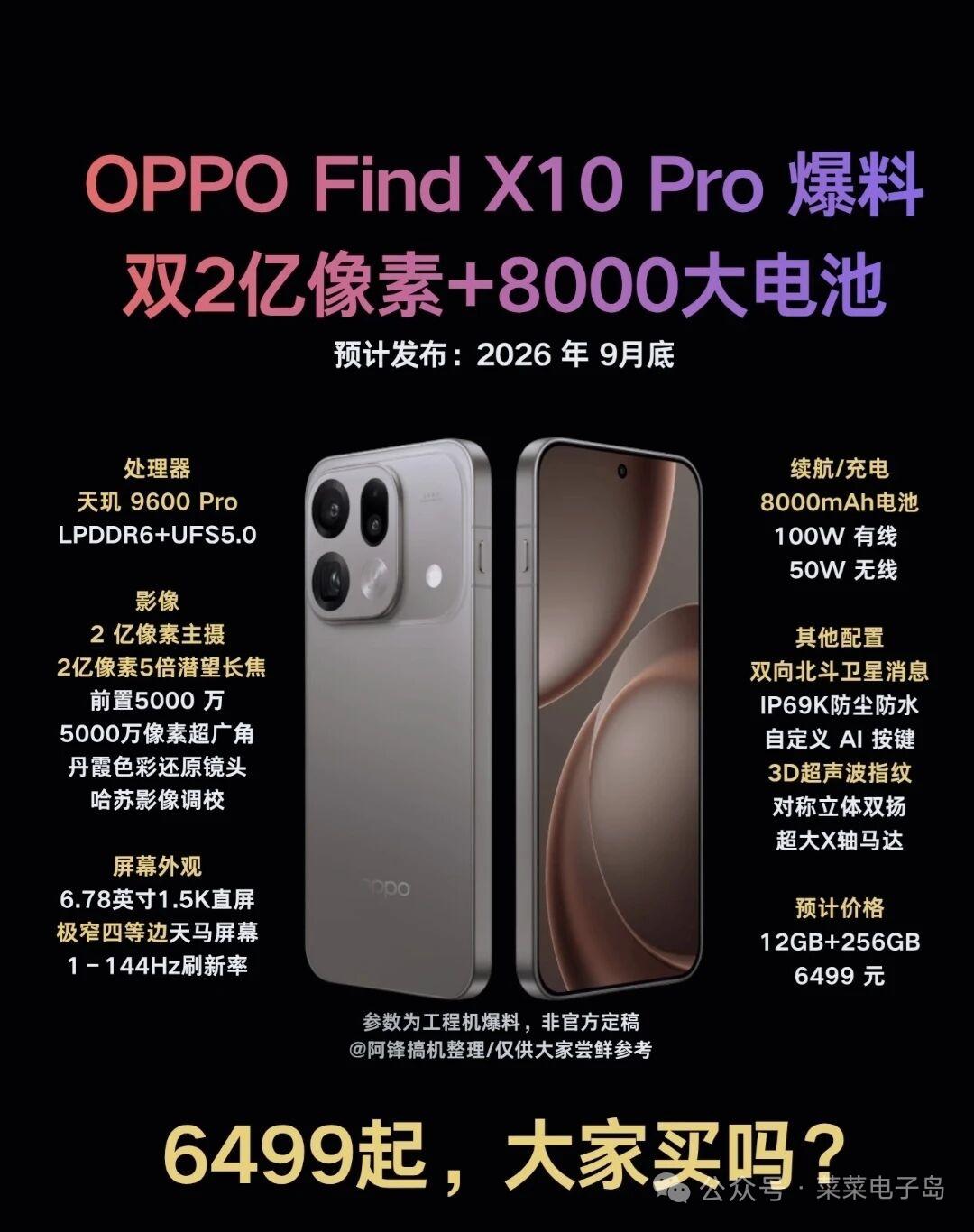 OPPOFindX10Pro的爆料刚刷到啦！对比前代FindX9Pro