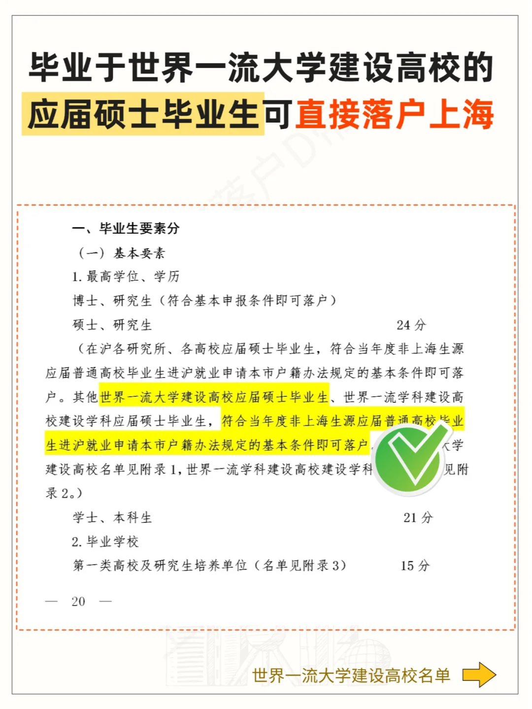 毕业于这42所大学的应届硕士生直接落户上海