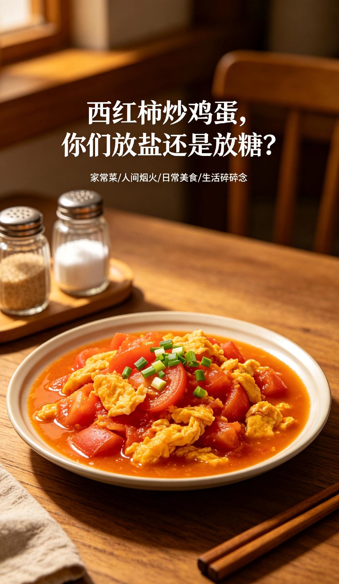 西红柿炒鸡蛋,你们放盐还是放糖?西红柿炒鸡蛋这道国民家常菜，看似简单，口味却各